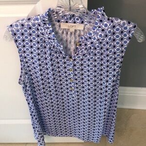 Loft blouse with ruffle neck.